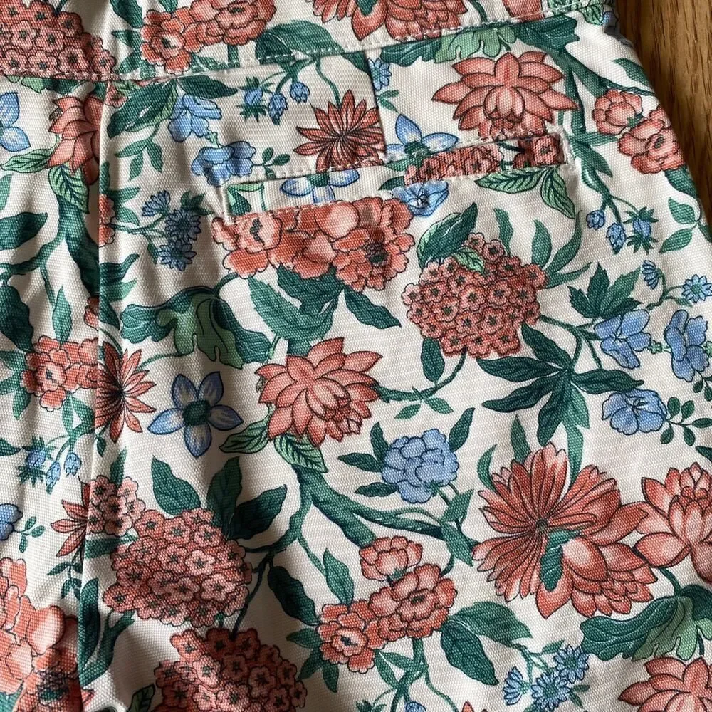 Janie and Jack Floral Side Zip Adjustable Waistband Shorts White 12